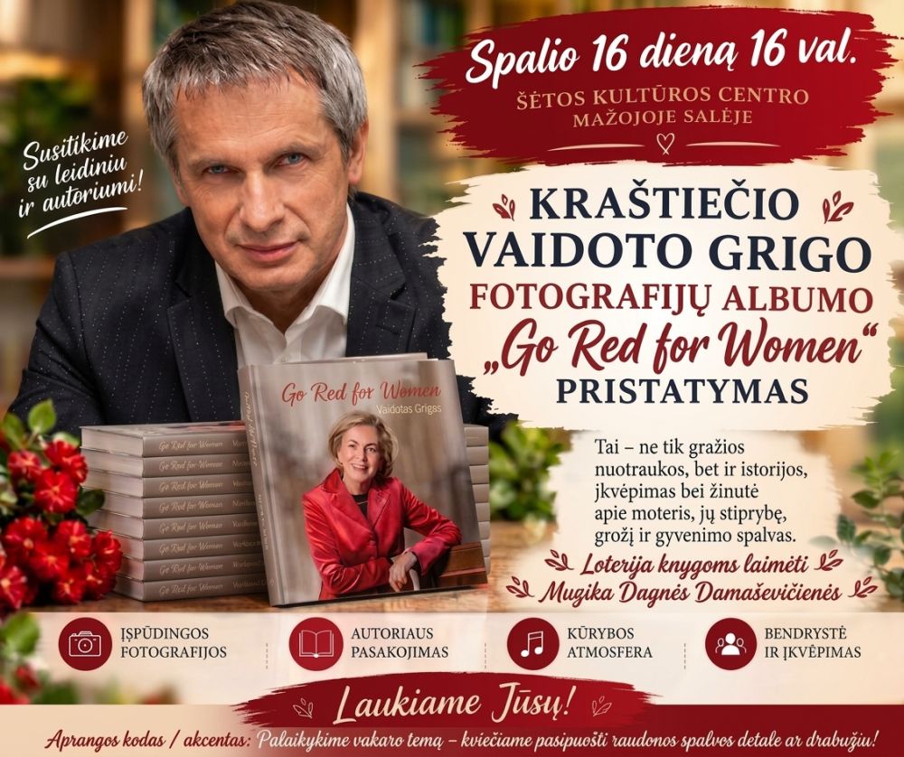 Kraštiečio Vaidoto Grigo fotografijų albumo „Go red for Women“ pristatymas